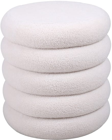 Vente-unique Poef van crèmekleurige boucléstof ECAMBI