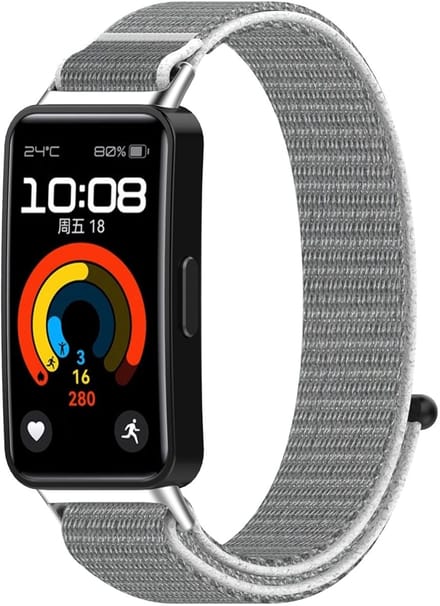 By Qubix - Sport loop nylon bandje - Lichtgrijs - geschikt voor Huawei Band 10 / 9 / 8