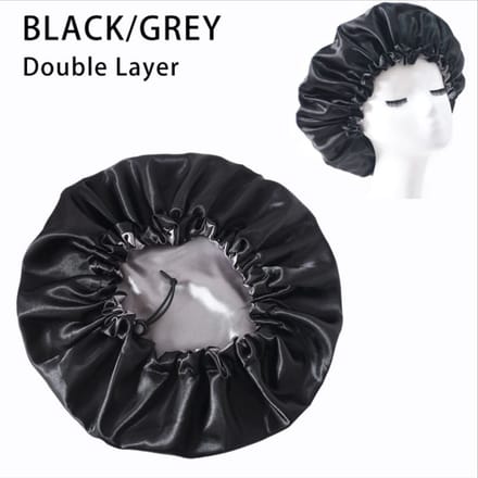 New Age Devi - Satijn slaapmuts - Slaapmuts - Satijn - Nacht muts - Dames - Volwassenen - Satijnen bonnet - Slaap cap - Bonnet - Zwart