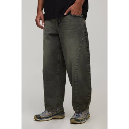 Gewassen Overdye Barrel Leg Jeans | Sage | Size 30R