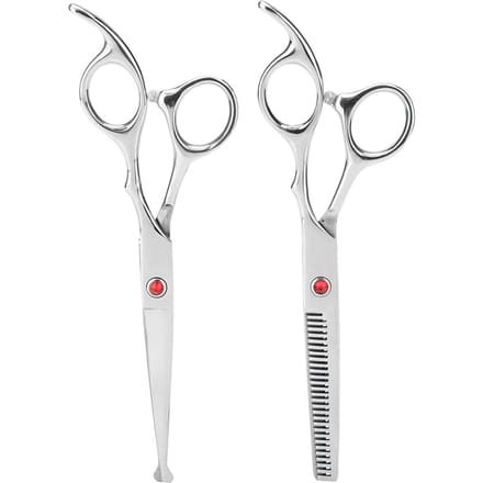 Ciseaux de Coupe et d'Effilage Professionnels Ensemble Barbier Familial Coiffure Ciseaux Vis Rouge