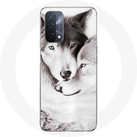 Oppo A93 5G hoesje De wolf en de wolvin Zwart-wit dier
