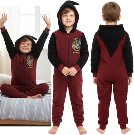 Harry Potter Polar pyjama, eendelig, met ritssluiting, warme onesie voor kinderen met capuchon