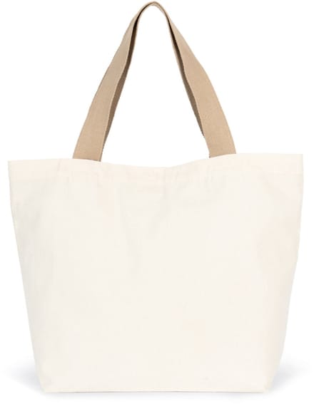 Kimood Grote, gerecyclede shopper met platte bodem KI5204 - Ecume / Hemp - One size