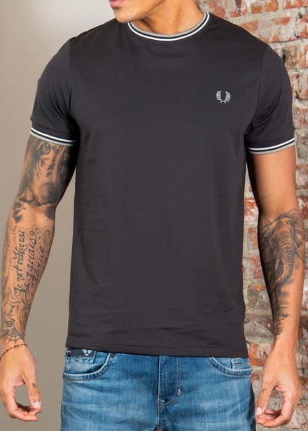 Fred Perry Twin tipped t-shirt - anchor grey ecru seagrass