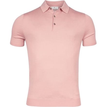 Thomas Maine Fine Merino Pullover Polo Collar Short Sleeve Single Knit Old Rose / male