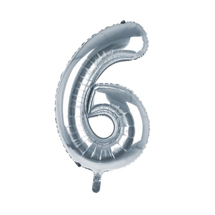 Cijfer Ballon '6'  Zilver (100CM)