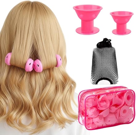 Haarkrullers Set - Magische Haarrollers - Volume Golven Creëren - Hittevrij en Herbruikbaar - 2 Maten Groot Klein - Roze