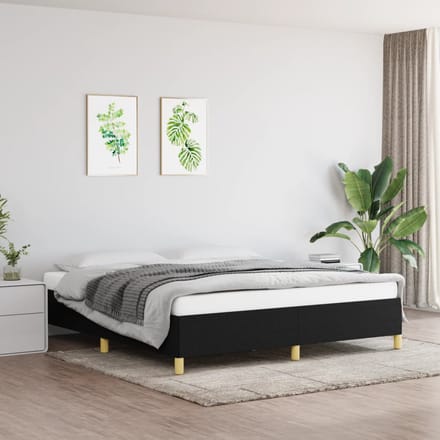 vidaXL - Boxspring - bed - stof - zwart - 160x200 - cm