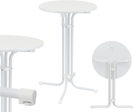 Klapbare bartafel Ø 80 cm hoogte 110 cm staal MDF hout Gastentafel Feesttafel Bistrotafel in wit