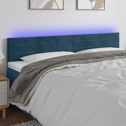 vidaXL - Hoofdbord - LED - 180x5x78/88 - cm - fluweel - donkerblauw