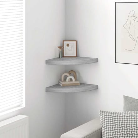 vidaXL - Hoekwandschappen - 2 - st - 35x35x3,8 - cm - MDF - betongrijs