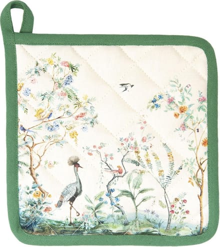 Clayre & Eef Pannenlap 20x20 cm Beige Katoen Tropisch Motief