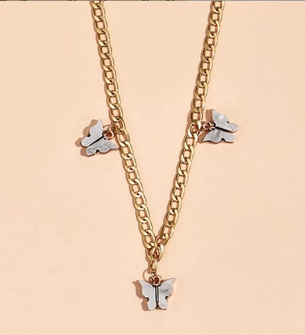 Grijze vlinders ketting | goud gekleurd