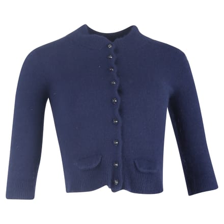 Mulberry cropped vest met knoopjes in blauwe wol