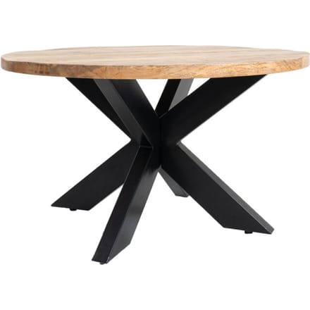 Salontafel Bob - Mangohout - Rond - Industrieel - Zwarte spinpoot