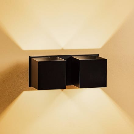 SOLLUX LIGHTING Wandlamp Ara 2 up/down van aluminium 2-lamps zwart