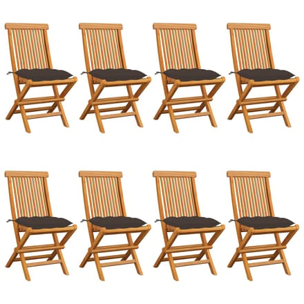 vidaXL - Inklapbare - stoelen - 8 - st - met - taupe - kussens - massief - teakhout
