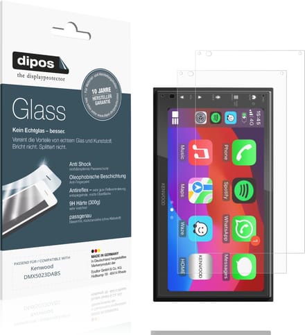 dipos – 2x Matte Pantserfolie geschikt voor Kenwood DMX5023DABS | 9H Screenprotector