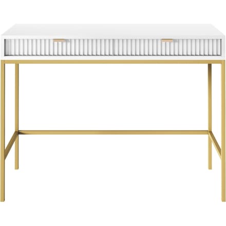 Selsey Vellore - Toilettafel 104 cm - wit met geribbelde fronten en gouden frame