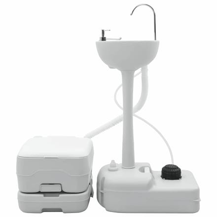 vidaXL Camping Toilet Set 2 st Grijs en Wit Hogedichtheid polyethyleen