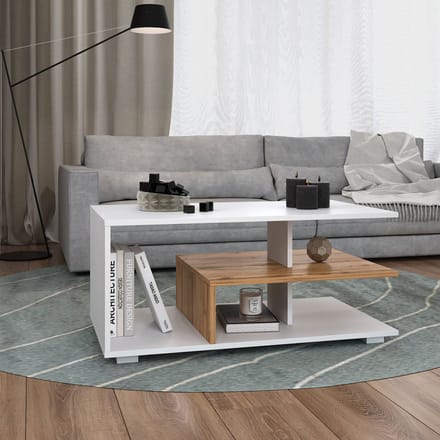 Homestyle4u Bijzettafel - Salontafel - 90x50 cm - Wit
