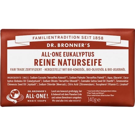 Dr. Bronner's Blokzeep All-One Eucalyptus Puur Natuurlijke Zeep Dames 140 g