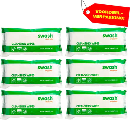 Swash Cleansing Wipes Parfumvrij - 6x48 voordeelverpakking