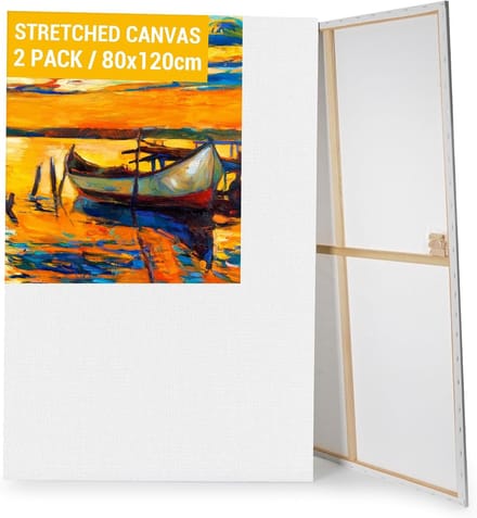 Famanu – Groot opgespannen canvas set van 2 (80x120 cm) – wit – voor acryl- en olieverf – kunstenaars & beginners