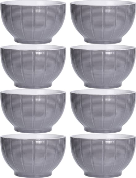 Excellent Houseware Soepkommen/serveer schaaltjes - 8x - Venice- keramiek - D14 x H8 cm - steengrijs