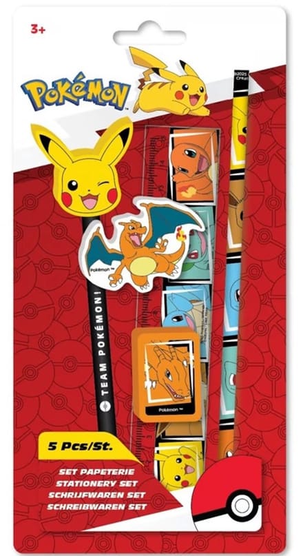Pokemon schrijfwarenset 5-delig – potloden gum liniaal - Schoolspullen - Pikachu - Charizard - Charmander