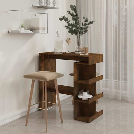 vidaXL - Bartafel - met - opbergrek - 100x50x101,5 - cm - hout - gerookt - eiken