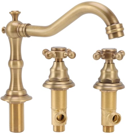 Allecto - Antieke Messing Badkamer Faucet - Twee Handgrepen