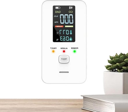 Koolmonoxidemelder - CO Alarm Gasdetector - Veiligheid Wonen - 4-in-1 Sensor - 6.5 x 11.2 x 6.5 cm - Wit