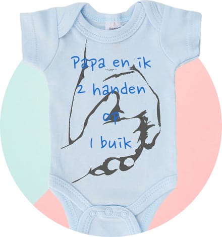 Romper softtouch - papa en ik zijn 2 handen op 1 buik - 0-3 maanden