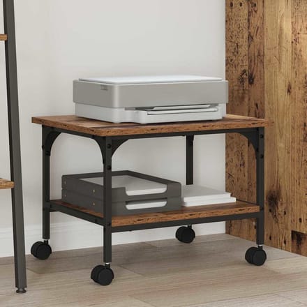 vidaXL - Printerstand - Oud - Hout - 50 - x - 40 - x - 38 - cm - Bewerkt - hout