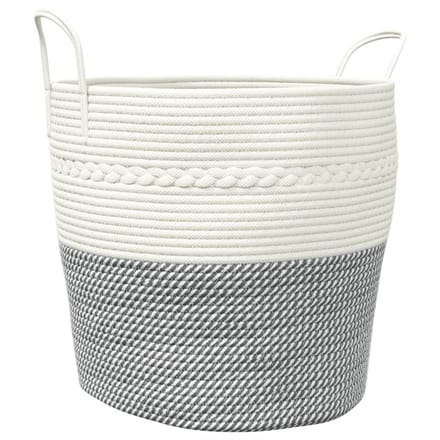 vidaXL - Opbergmand - Ø - 43x38 - cm - katoen - grijs - en - wit