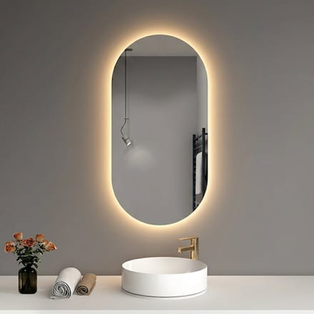 LINEA UNO - Vion 60 x 80 - Frameloos - Spiegel - Rond - LED-verlichting (dimbaar) - Anti-condens - 301698