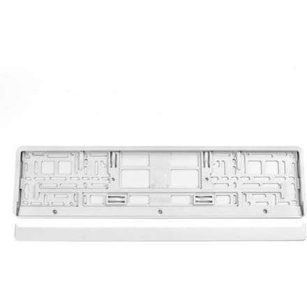 Cadre de plaque d'immatriculation, blanc métallique AMIO-71780BI