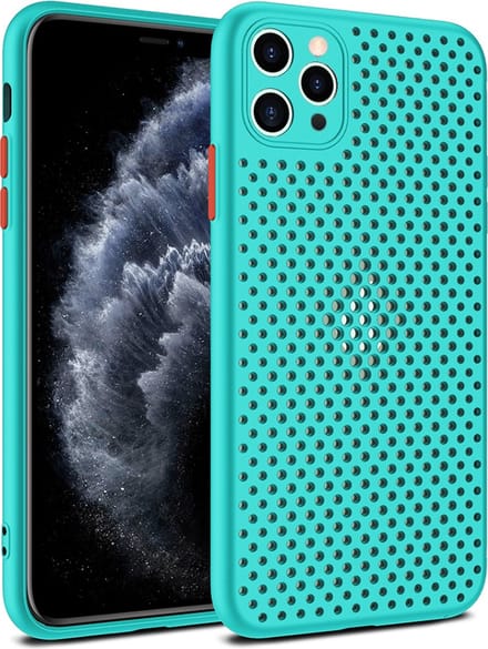 Smartphonica iPhone 11 Pro Max siliconen hoesje met gaatjes - Blauw geschikt voor iPhone 11 Pro Max