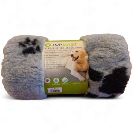 Topmast VetBed Grijs Paws - 100 x 75 cm - Antislip & Hypoallergeen
