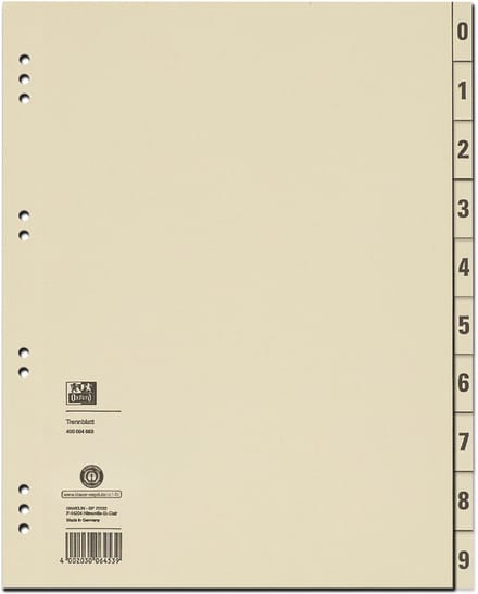 ELBA scheidingsbladen, 2-zijdig bedrukt, chamois, 240 x 300 mm