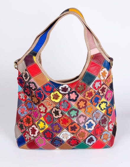 Viabologna hobotas Aivis gekleurd leer met bloemetjes - multicolour