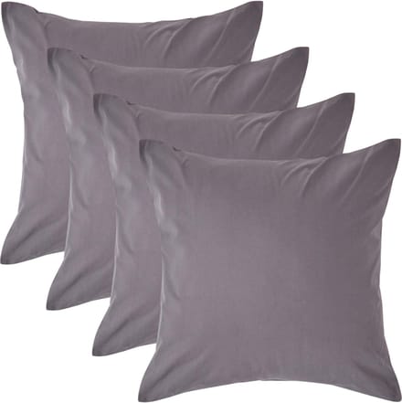 Homescapes Kussensloop 40x40 cm Set van 4 – Donkergrijs – 100% Egyptisch Perkal Katoen – 200 TC