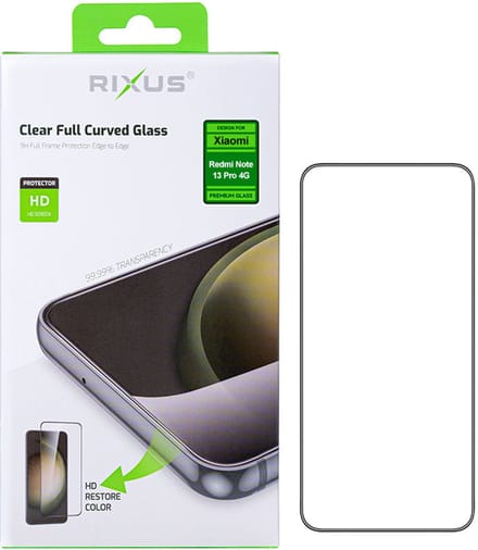 Rixus Clear HD Full Curved Edge Tempered Glass For Xiaomi Redmi Note 13 Pro 4G