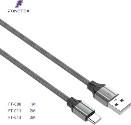FonTex Fast Charging Cable USB to USB type C 2M, TPE, Gray FT-C11