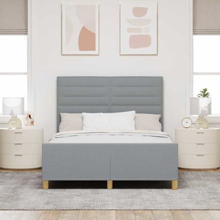 vidaXL - Bedframe - met - hoofdeinde - Lichtgrijs - 160 - x - 200 - cm - Stof