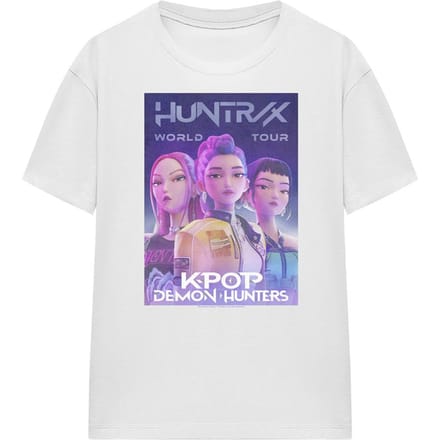 K-Pop Demon Hunters Dames Wereldtour Huntr/X Poster T-Shirt (Wit)