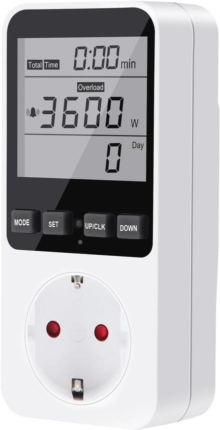 Multifunctionele Energiekostenmeter met Groot LCD Scherm en Overbelastingsalarm