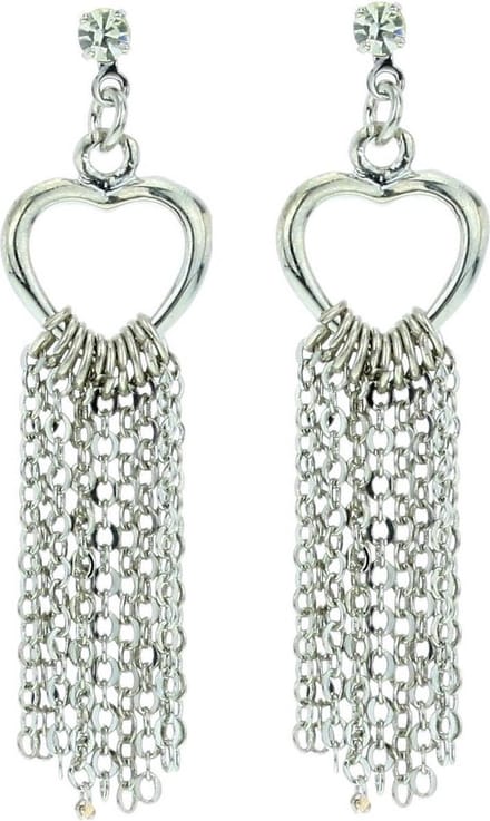 Behave - Dames oorbellen - Hartjes hangers zilverkleur romantisch 4,8 cm